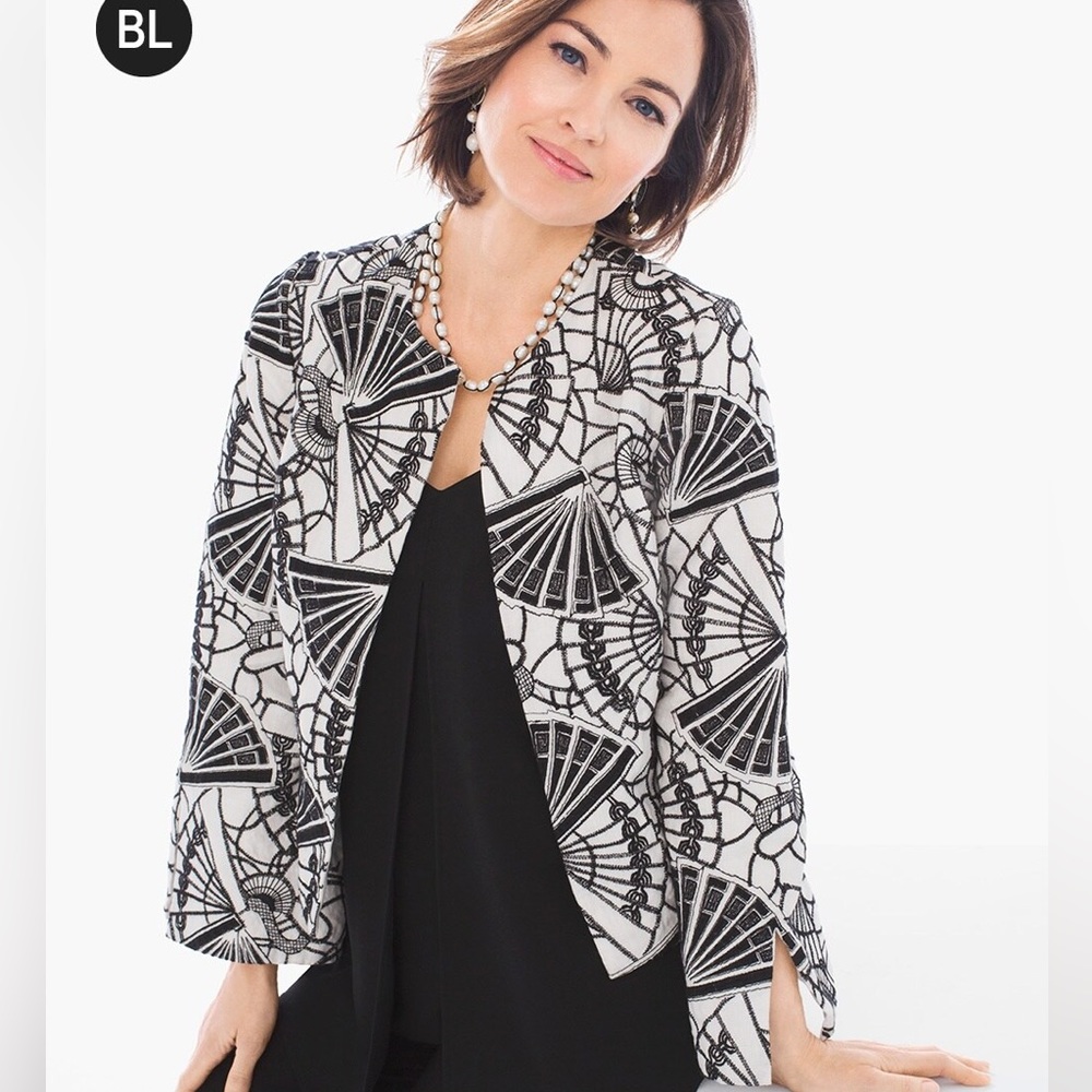 Chico’s Black Label Embroidered Linen Jacket